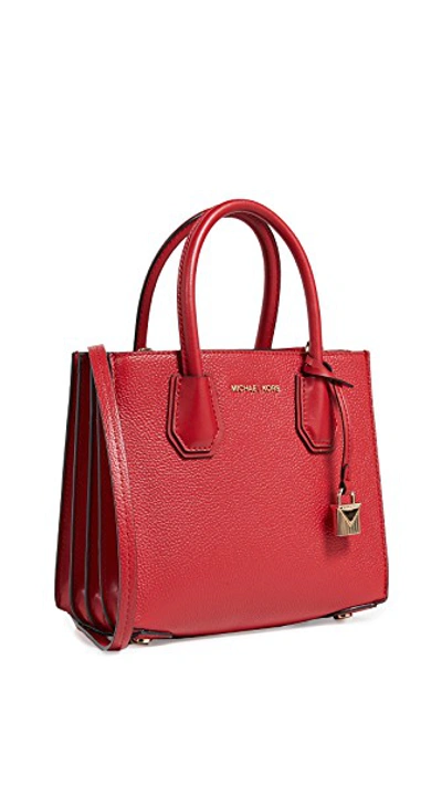 Shop Michael Michael Kors Mercer Medium Accordion Messenger Bag In Bright Red