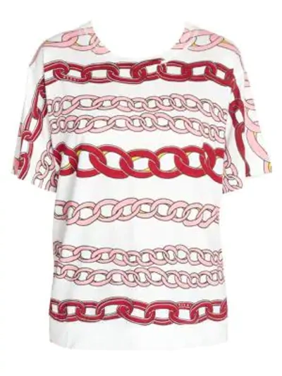 Shop Marni Cotton Chain Link Print Tee In White Red