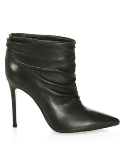 Shop Gianvito Rossi Cyril Ruched Leather Ankle Boots In Black
