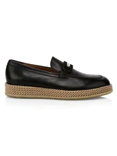 Shop Ferragamo Arinos Leather Loafers In Black