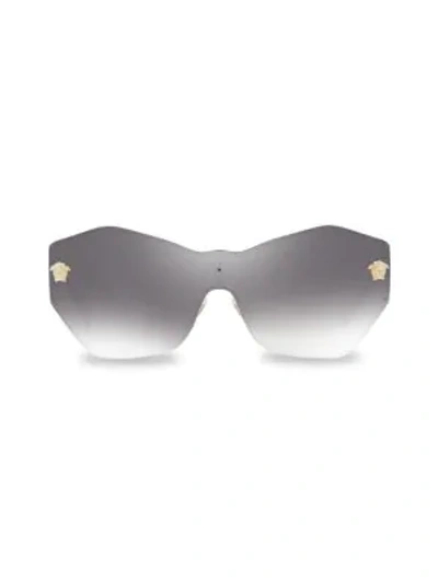 Shop Versace 143mm Geometric Shield Sunglasses In Grey