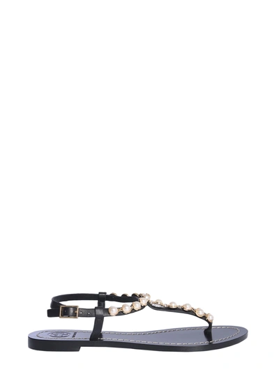 Shop Tory Burch Emmy Pearl Sandals In Nero