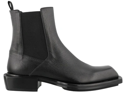 Shop Alexander Mcqueen Square Toe Panel Boots In Black