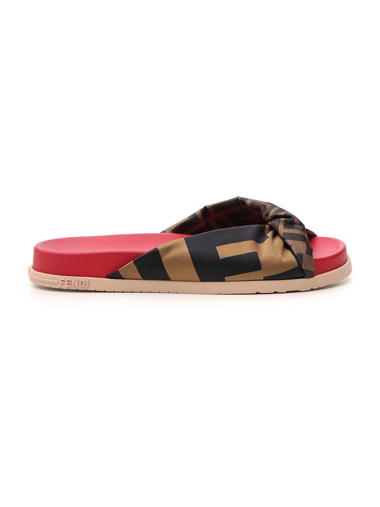 fendi feel brown ff fabric slides