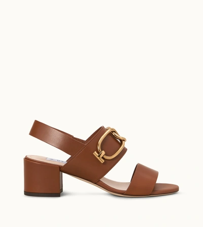 Shop Tod's Sandals In Leather In Brown