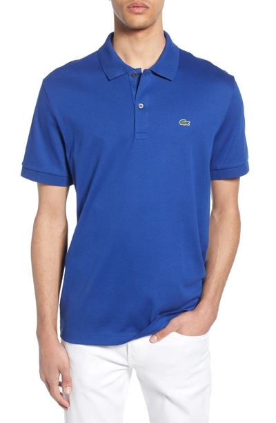 Shop Lacoste Jersey Interlock Regular Fit Polo In Navy Blue