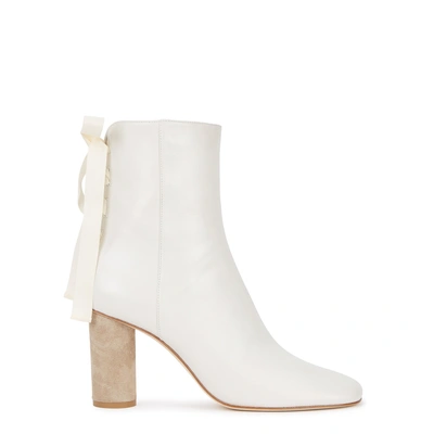 Shop Loewe White 85 Leather Ankle Boots