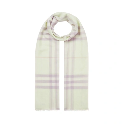Shop Burberry Lightweight Check Wool And Silk Scarf