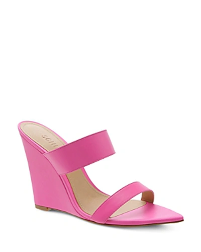 Shop Schutz Women's Soraya Wedge Heel Sandals In Neon Pink Leather