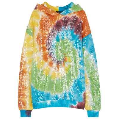 Shop R13 Tie-dye Cotton-blend Hooded Sweatshirt In Multicoloured