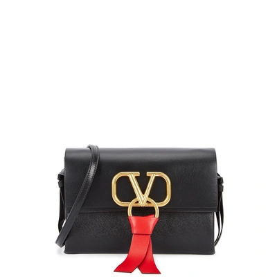 Shop Valentino Vring Black Leather Cross-body Bag