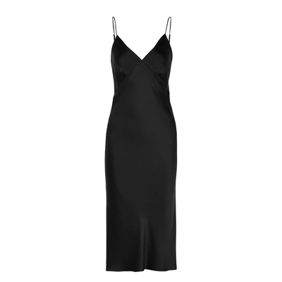 Shop Olivia Von Halle Issa Black Bias-cut Silk Slip Dress