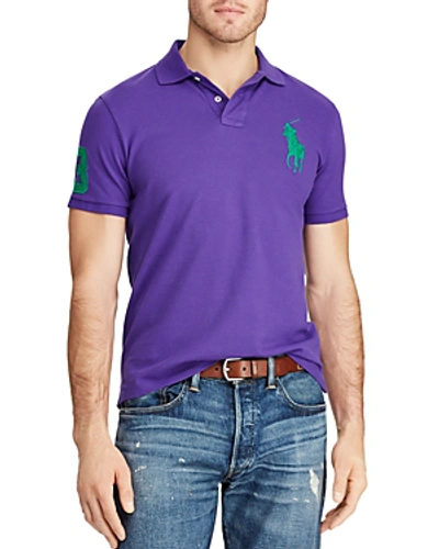 Shop Polo Ralph Lauren Mesh Custom Slim Fit Polo Shirt In Purple