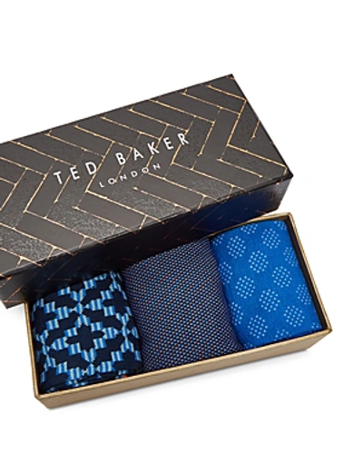 Shop Ted Baker Newcent Geo Sock Set, 3-pack In Blue