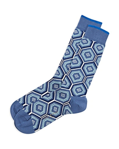 Shop Ted Baker Opsis Hexagonal Pattern Socks In Light Blue