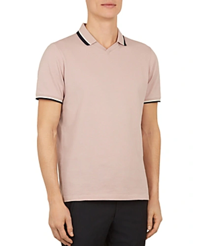 Shop Ted Baker Flat Knit Regular Fit Polo In Light Pink