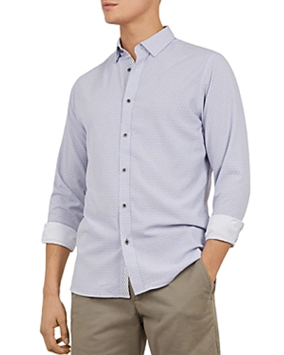 Shop Ted Baker Hiena Polynosic Geometric Print Slim Fit Shirt In Blue