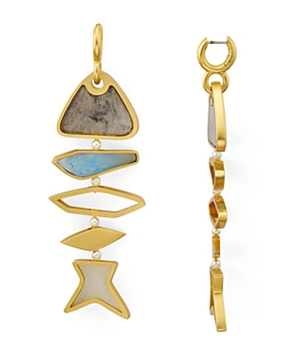 Shop Tory Burch Geometric Fish Drop Earrings In Multi/gold