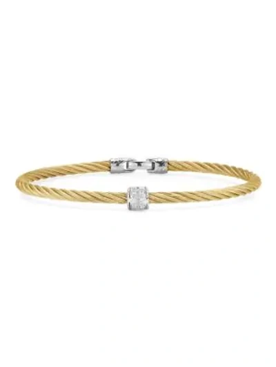 Shop Alor 18k Yellow Gold Stainless Steel Diamond Cable Bracelet
