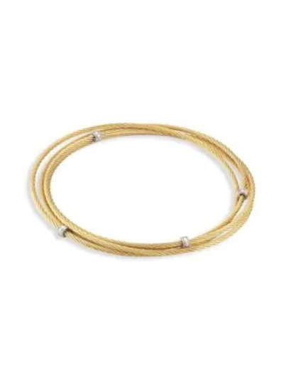 Shop Alor Goldplated Stainless Steel Triple Wrap Cable Bracelet
