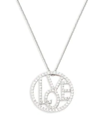 Shop Roberto Coin 18k White Gold & Diamond Circle Of Love Pendant Necklace