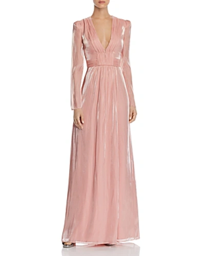 Shop Rachel Zoe Rosalie Plunging Shimmer Gown In Tulip