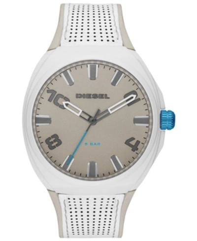 Shop Diesel Men's Stigg White Leather Strap Watch 48mm