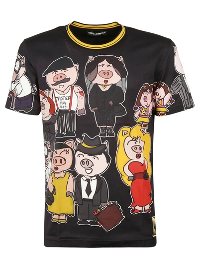 Shop Dolce & Gabbana Family Pig T-shirt In Family Pig F Grigio