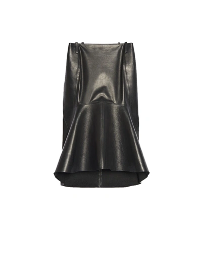 Shop Balenciaga Leather Skirt In Black