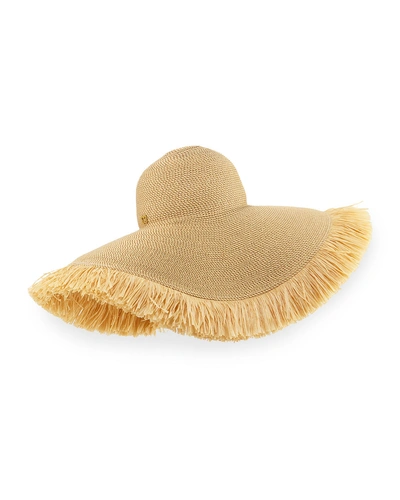 Shop Eric Javits Floppy Fringe Sun Hat In Peanut