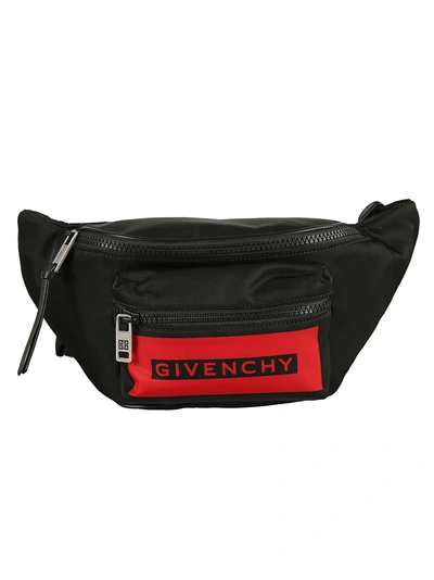 Shop Givenchy Logo Tape Belt Bag In Black/red