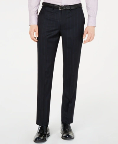 Shop Dkny Men's Modern-fit Pinstripe Pants In Blue
