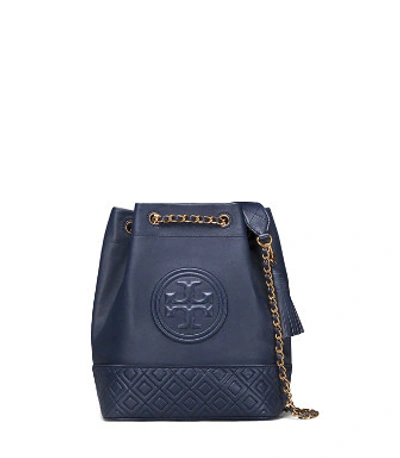 Shop Tory Burch Fleming Bucket Bag In Royal Navy