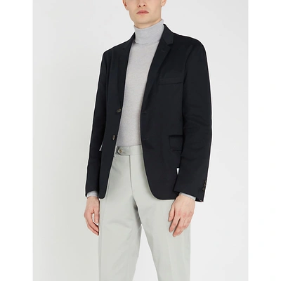 Shop Thom Browne Classic-fit Cotton-twill Blazer In Navy
