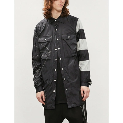 Shop Rick Owens Embroidered Contrast-panel Shell Jacket In Black Pearl