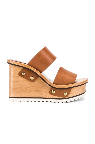 Shop Chloé Chloe Two Strap Wedge In Brown,neutral. In Woody Beige