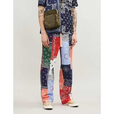 Shop Loewe Patchwork Regular-fit Wide Cotton-twill Trousers In Multicolor