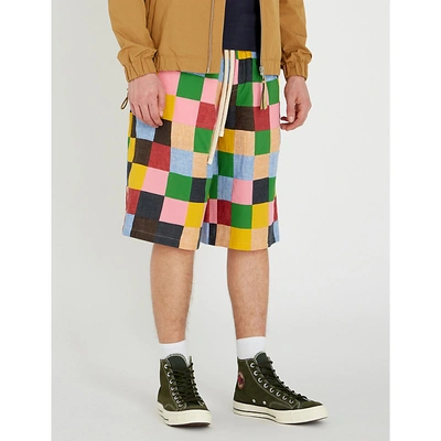 Shop Loewe Patchwork Cotton Shorts In Multicolor