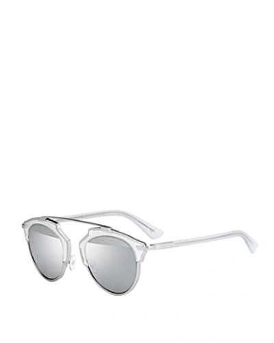 Shop Dior Women's So Real Split Lens Mirrored Sunglasses, 48mm In Matte Silver