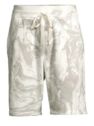 Shop John Elliott Marble-dye Cotton Shorts In Grey