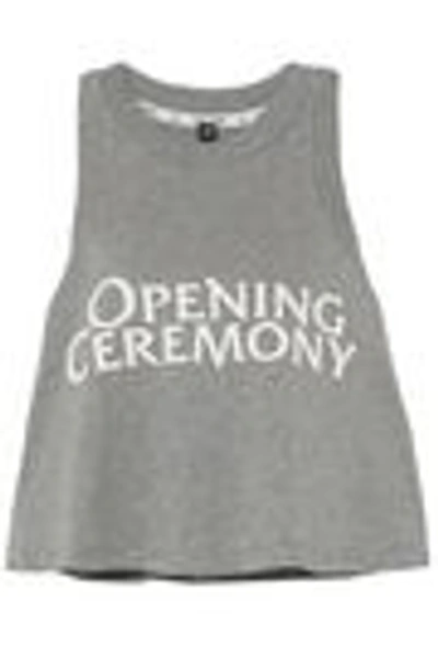 Shop Opening Ceremony Woman Torch Cropped Printed Cotton-jersey Tank Gray