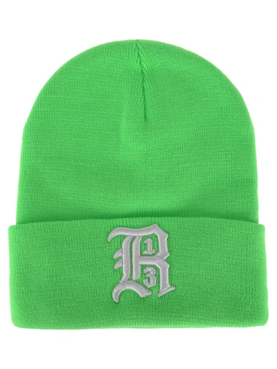 Shop R13 Embroidered Logo Beanie In Green Acid