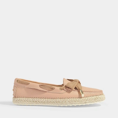 Shop Tod's | Gommino Loafers Espadrilles In Pink Grained Leather