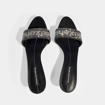 Shop Alexander Wang Jo Mules In Black Leather With Strass Logo