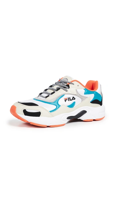Shop Fila Luminance Sneakers In White/blue/orange