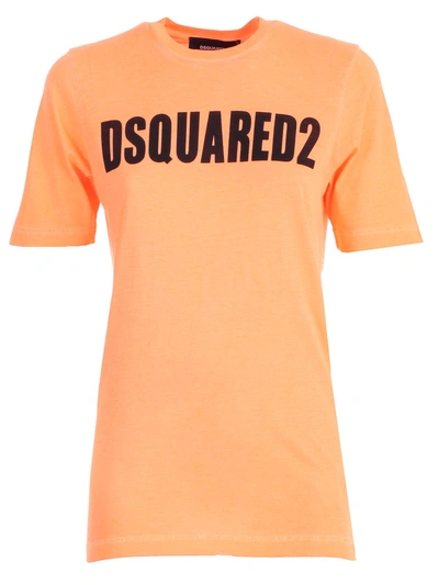 Shop Dsquared2 Printed Logo T-shirt In Orange