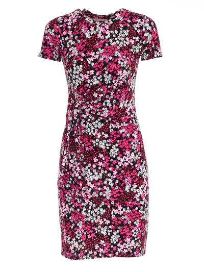 Shop Michael Michael Kors Floral Wrap Dress In Black Electric Pink