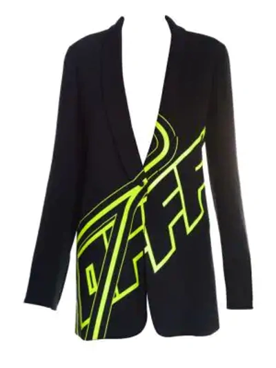Shop Off-white Offf Loose-fit Smoking Jacket In Black Yellow