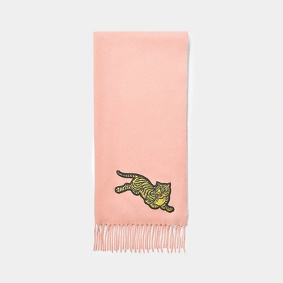 Shop Kenzo | Jumping Tiger Stole In Pink Wool