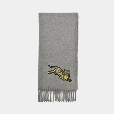 Shop Kenzo | Jumping Tiger Stole In Grey Wool